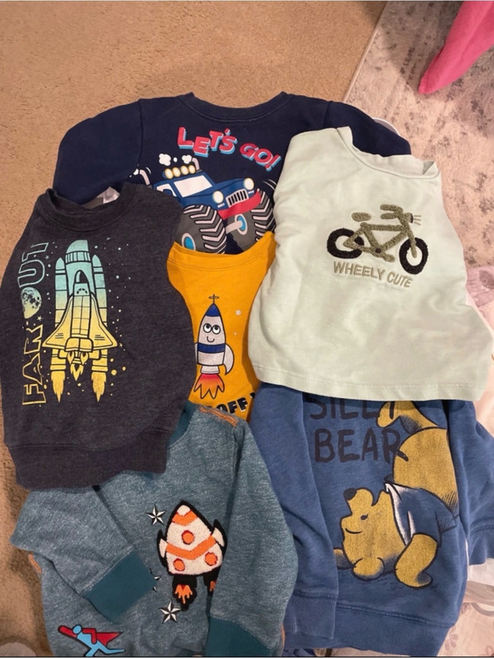 Kids Graphic Sweater Bundle - Assorted Blue, Gray, Yellow, Cream